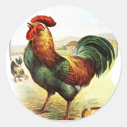 Vintage Drawing Runder Aufkleber (Vorderseite)