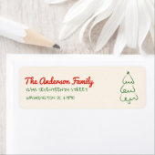 Vintage Drawn Red Green Christmas Tree Address (Insitu)