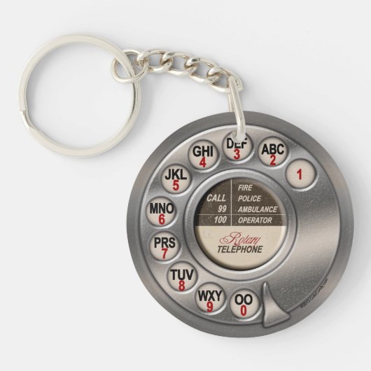 Vintage-Drehwählscheibentelefon Schlüsselanhänger (Vorderseite)