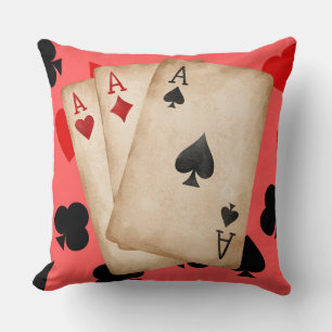 Vintage Drei-As-Spielkarten Casino-Grafik Kissen
