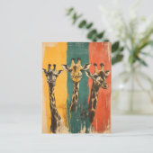 Vintage Drei Giraffen auf  Postkarte (Stehend Vorderseite)