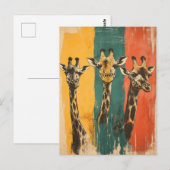 Vintage Drei Giraffen auf  Postkarte (Vorne/Hinten)