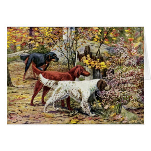 Vintage - Drei Setter-Hunde im Wald,