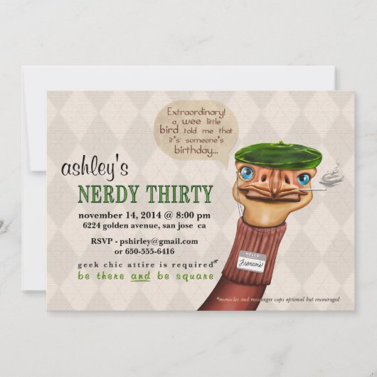 Vintage dreißigste Einladung des Geburtstags-Nerdy (Vorderseite)