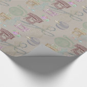 Vintage Dressmaker Scheren Nähtisch Geschenkpapier (Ecke)