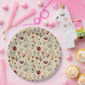 Vintage Dried Wildflower Burgundy Pink Yellow Pappteller (Party)