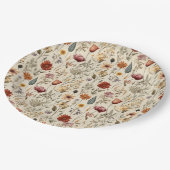 Vintage Dried Wildflower Burgundy Pink Yellow Pappteller (Schrägansicht)