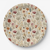 Vintage Dried Wildflower Burgundy Pink Yellow Pappteller (Vorderseite)