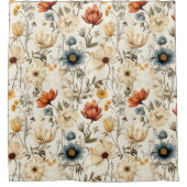 Vintage Dried Wildflower Navy Terracotta Duschvorhang (Vorderseite)