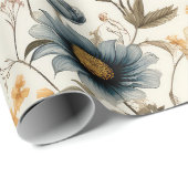 Vintage Dried Wildflower Navy Terracotta Geschenkpapier (Rolleneckpunkt)