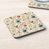 Vintage Dried Wildflower Navy Terracotta Getränkeuntersetzer (Linke Seite)