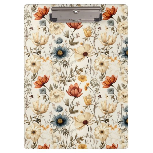 Vintage Dried Wildflower Navy Terracotta Klemmbrett (Vorderseite)