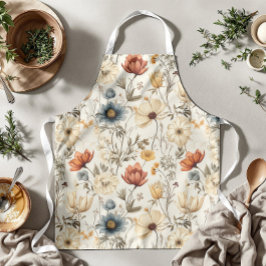 Vintage Dried Wildflower Navy Terracotta Schürze