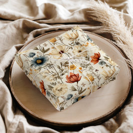 Vintage Dried Wildflower Navy Terracotta Seidenpapier