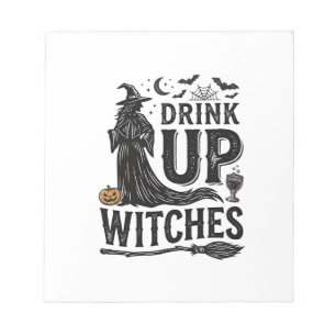 Vintage Drink Up Hexen Halloween-Shirt-Design_1 Notizblock