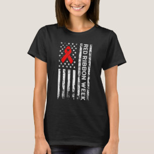 Vintage drogenfreie amerikanische Flag-Linie Rote T-Shirt