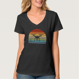 Vintage Drohne Retro Drone Silhouette Quad T-Shirt