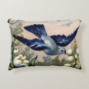 Vintage Drossel-Blumenlilie der Talvögel Dekokissen
