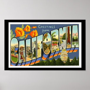 Vintage-Druck Begrüßungen Kalifornien Poster