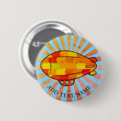 Vintage-Druck Luftschiff Ballon Sonniger Himmel Button (Vorne & Hinten)