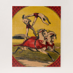 Vintage Druck von Bareback-Reitern bei der Durchfü Puzzle