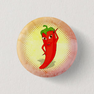 Vintage Druckausgabe mit rotem Hot Pepper Diva Button