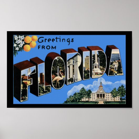 Vintage Druckgrüße Florida Poster (Vorne)