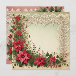 Vintage Druckplatte Poinsettia Rahmen Scrapbook Einladung