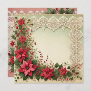 Vintage Druckplatte Poinsettia Rahmen Scrapbook Einladung