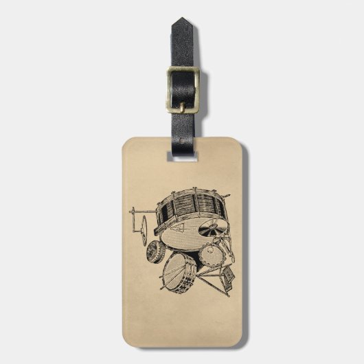 Vintage Drum-Kit-Trommeln Gepäckanhänger (Vorderseite vertikal)