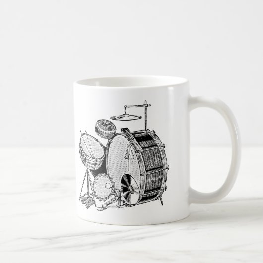 Vintage Drum-Kit-Trommeln Kaffeetasse (Rechts)