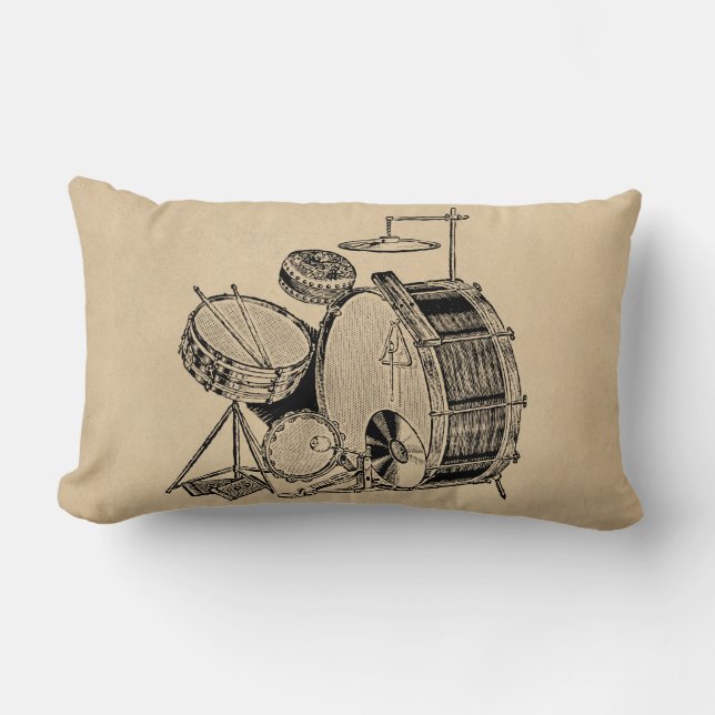 Vintage Drum-Kit-Trommeln Lendenkissen (Vorderseite)