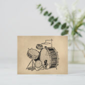 Vintage Drum-Kit-Trommeln Postkarte (Stehend Vorderseite)