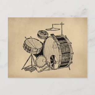 Vintage Drum-Kit-Trommeln Postkarte