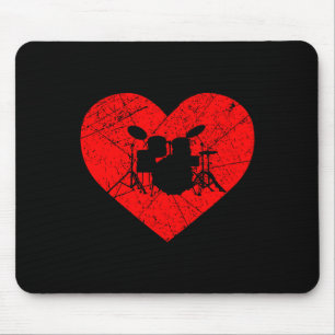 Vintage Drum Liebhaber Herz Liebe Valentinstag Dru Mousepad