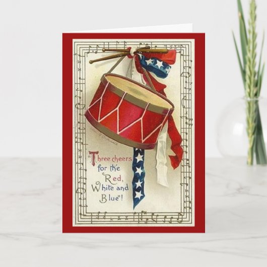 Vintage Drum & Ribbon - Card Karte (Vorderseite)