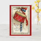 Vintage Drum & Ribbon - Card Karte (Gelbe Blume)