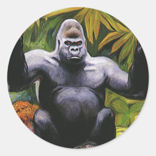 Vintage Dschungel-Primate, Silberrücken-Flachlandg Runder Aufkleber