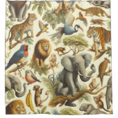 Vintage Dschungeltiere Wasserfarbe Duschvorhang (Vorderseite)