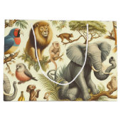 Vintage Dschungeltiere Wasserfarbe Große Geschenktüte (Rückseite)