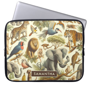 Vintage Dschungeltiere Wasserfarbe Laptopschutzhülle