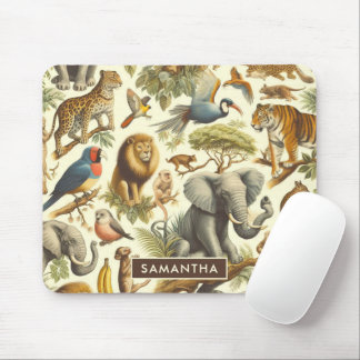 Vintage Dschungeltiere Wasserfarbe Mousepad