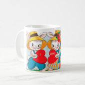 Vintage Dualkartenverarbeitung des Valentines Kaffeetasse (Vorderseite Links)