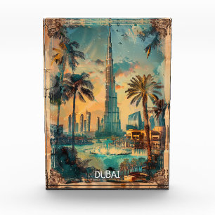 Vintage-Dubai-Burj-Khalifa-Skyline-Blick  Fotoblock
