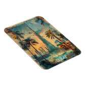 Vintage Dubai Burj Khalifa Skyline Blick  Magnet (Rechte Seite)