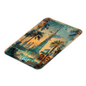 Vintage Dubai Burj Khalifa Skyline Blick  Magnet (Linke Seite)