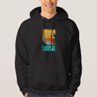 Vintage Dubai City Skyline With Skyscrapers On Per Hoodie