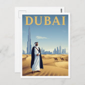 Vintage Dubai Skyline Desert Travel Postkarte (Vorne/Hinten)
