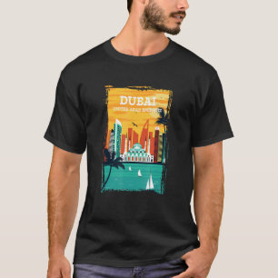 Vintage-Dubai-Stadt-Skyline mit Wolkenkratzern auf T-Shirt