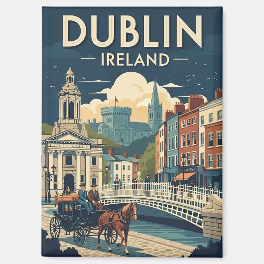Vintage Dublin Ireland Travel Magnet (Vorderseite)